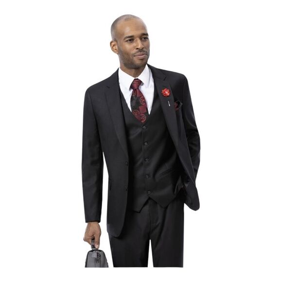 MEN'S EJ SAMUEL BLACK 3 PIECE FASHION SUIT.        M 18022. - Picture 1 of 1